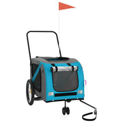 Vidaxl hondenfietstrailer oxford stof en ijzer blauw en grijs - afbeelding 3