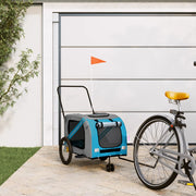 Vidaxl hondenfietstrailer oxford stof en ijzer blauw en grijs - afbeelding 1