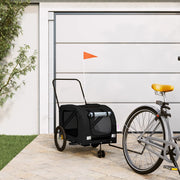 Vidaxl hondenfietstrailer oxford stof en ijzer zwart - afbeelding 1