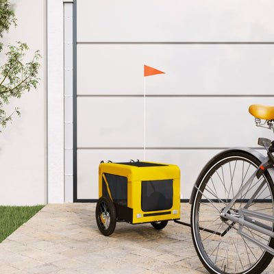 Vidaxl hondenfietstrailer oxford stof en ijzer geel en zwart