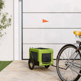Vidaxl hondenfietstrailer oxford stof en ijzer groen en zwart - afbeelding 1