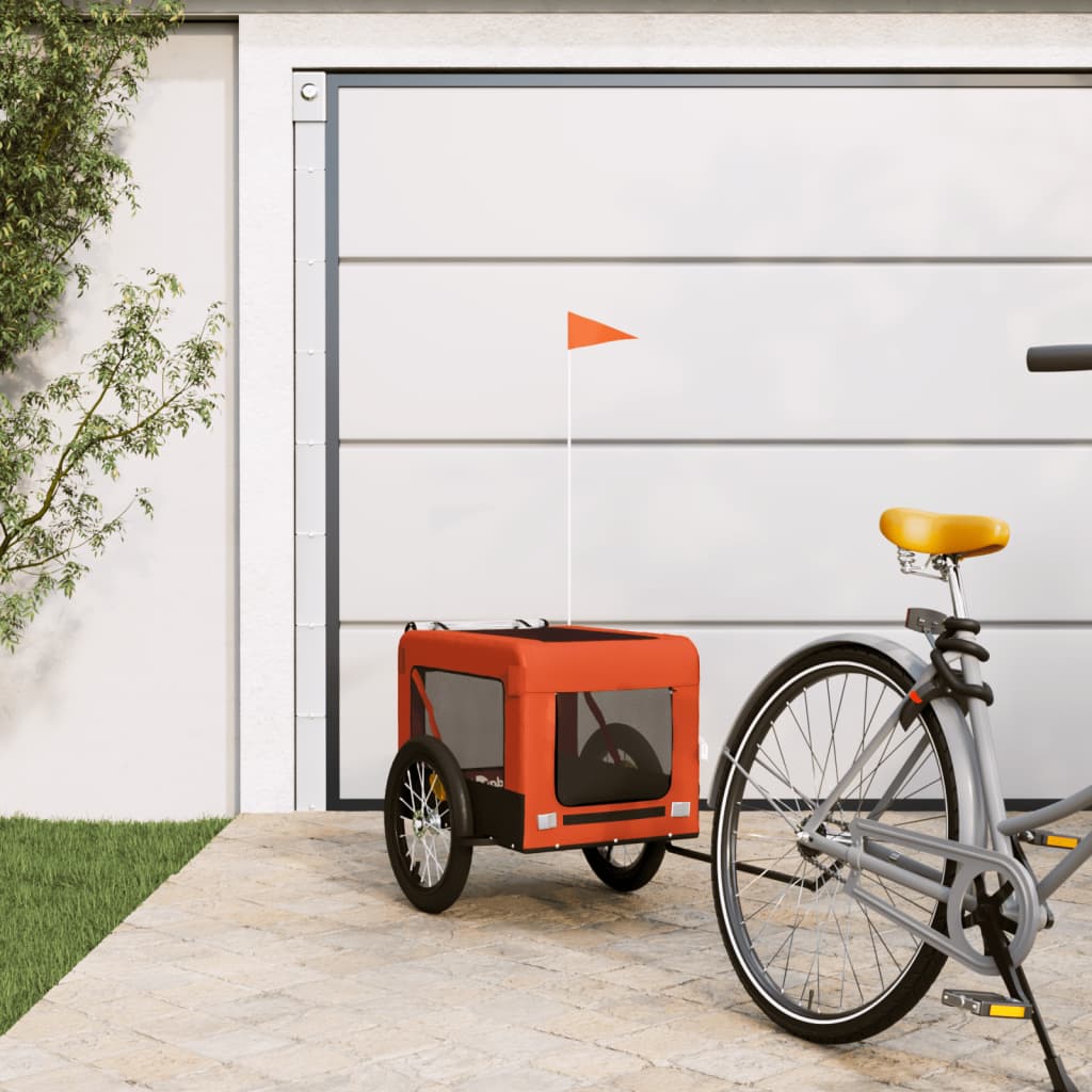 VidaXL Hondenfietstrailer oxford stof en ijzer oranje en zwart