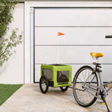 Vidaxl hondenfietstrailer oxford stof en ijzer groen en zwart - afbeelding 1