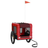 Vidaxl hondenfietstrailer oxford stof en ijzer rood en zwart - afbeelding 3