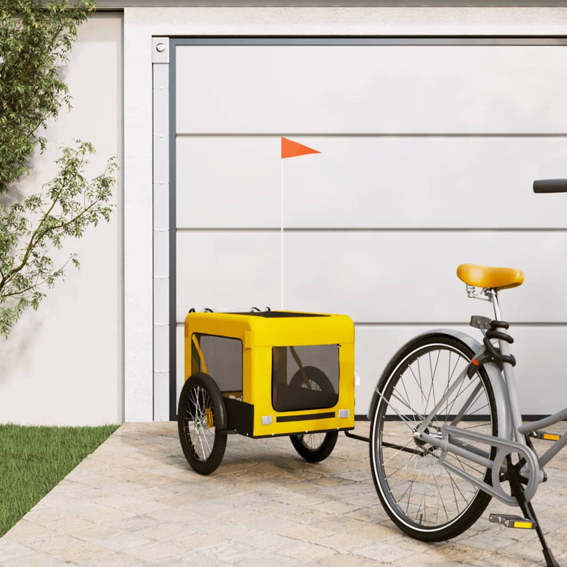 Vidaxl hondenfietstrailer oxford stof en ijzer geel en zwart