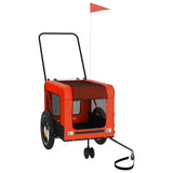 Vidaxl hondenfietstrailer oxford stof en ijzer oranje en zwart - afbeelding 2