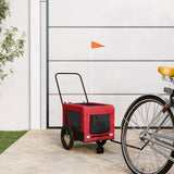 Vidaxl hondenfietstrailer oxford stof en ijzer rood en zwart - afbeelding 1