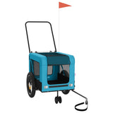 Vidaxl hondenfietstrailer oxford stof en ijzer blauw en zwart - afbeelding 2