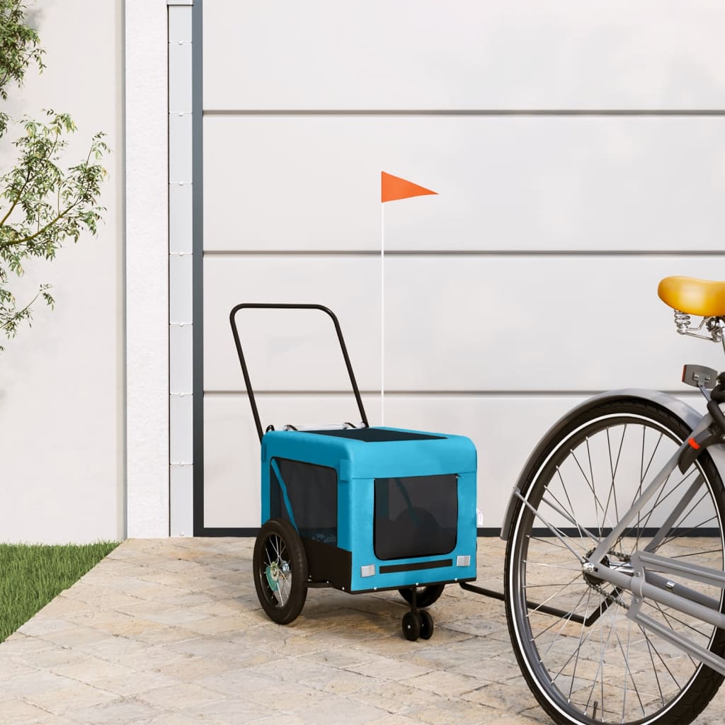 VidaXL Hondenfietstrailer oxford stof en ijzer blauw en zwart