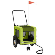 Vidaxl hondenfietstrailer oxford stof en ijzer groen en zwart - afbeelding 2