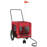 Vidaxl hondenfietstrailer oxford stof en ijzer rood en zwart - afbeelding 2