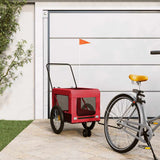 Vidaxl hondenfietstrailer oxford stof en ijzer rood en zwart - afbeelding 1