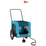 Vidaxl hondenfietstrailer oxford stof en ijzer blauw en zwart - afbeelding 3