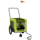 Vidaxl hondenfietstrailer oxford stof en ijzer groen en zwart - afbeelding 3