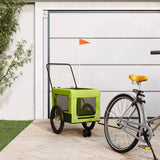 Vidaxl hondenfietstrailer oxford stof en ijzer groen en zwart - afbeelding 1