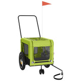 Vidaxl hondenfietstrailer oxford stof en ijzer groen en zwart - afbeelding 3