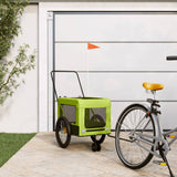 Vidaxl hondenfietstrailer oxford stof en ijzer groen en zwart - afbeelding 1