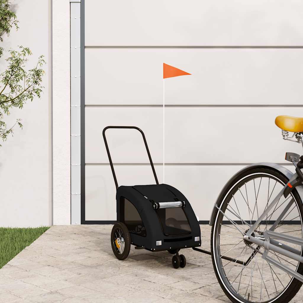 Vidaxl hondenfietstrailer oxford stof en ijzer zwart