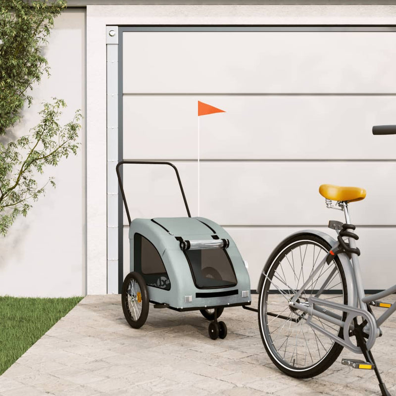 Vidaxl hondenfietstrailer oxford stof en ijzer grijs