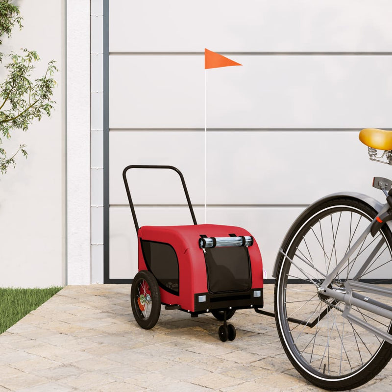 Vidaxl hondenfietstrailer oxford stof en ijzer rood en zwart