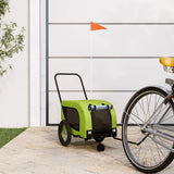 Vidaxl hondenfietstrailer oxford stof en ijzer groen en zwart - afbeelding 1
