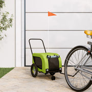 Vidaxl hondenfietstrailer oxford stof en ijzer groen en zwart - afbeelding 1
