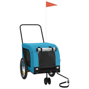 Vidaxl hondenfietstrailer oxford stof en ijzer blauw en zwart - afbeelding 2