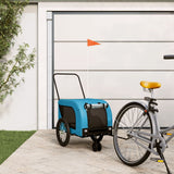 Vidaxl hondenfietstrailer oxford stof en ijzer blauw en zwart - afbeelding 1