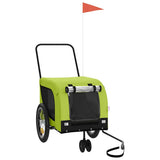 Vidaxl hondenfietstrailer oxford stof en ijzer groen en zwart - afbeelding 2