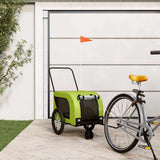 Vidaxl hondenfietstrailer oxford stof en ijzer groen en zwart - afbeelding 1