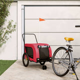 Vidaxl hondenfietstrailer oxford stof en ijzer rood en zwart - afbeelding 1