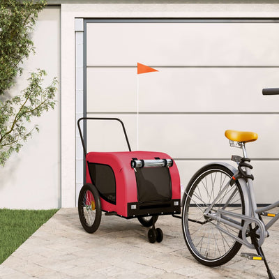 VidaXL Hondenfietstrailer oxford stof en ijzer rood en zwart