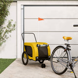 Vidaxl hondenfietstrailer oxford stof en ijzer geel en zwart - afbeelding 1