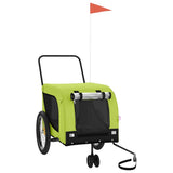 Vidaxl hondenfietstrailer oxford stof en ijzer groen en zwart - afbeelding 2