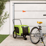 Vidaxl hondenfietstrailer oxford stof en ijzer groen en zwart - afbeelding 1