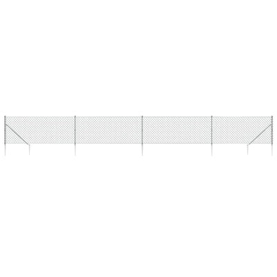 Vidaxl gaashek met grondankers 0,8x10 m zilverkleurig