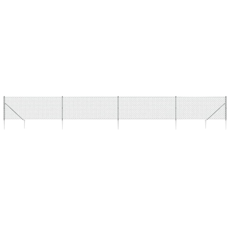 Vidaxl gaashek met grondankers 0,8x10 m zilverkleurig