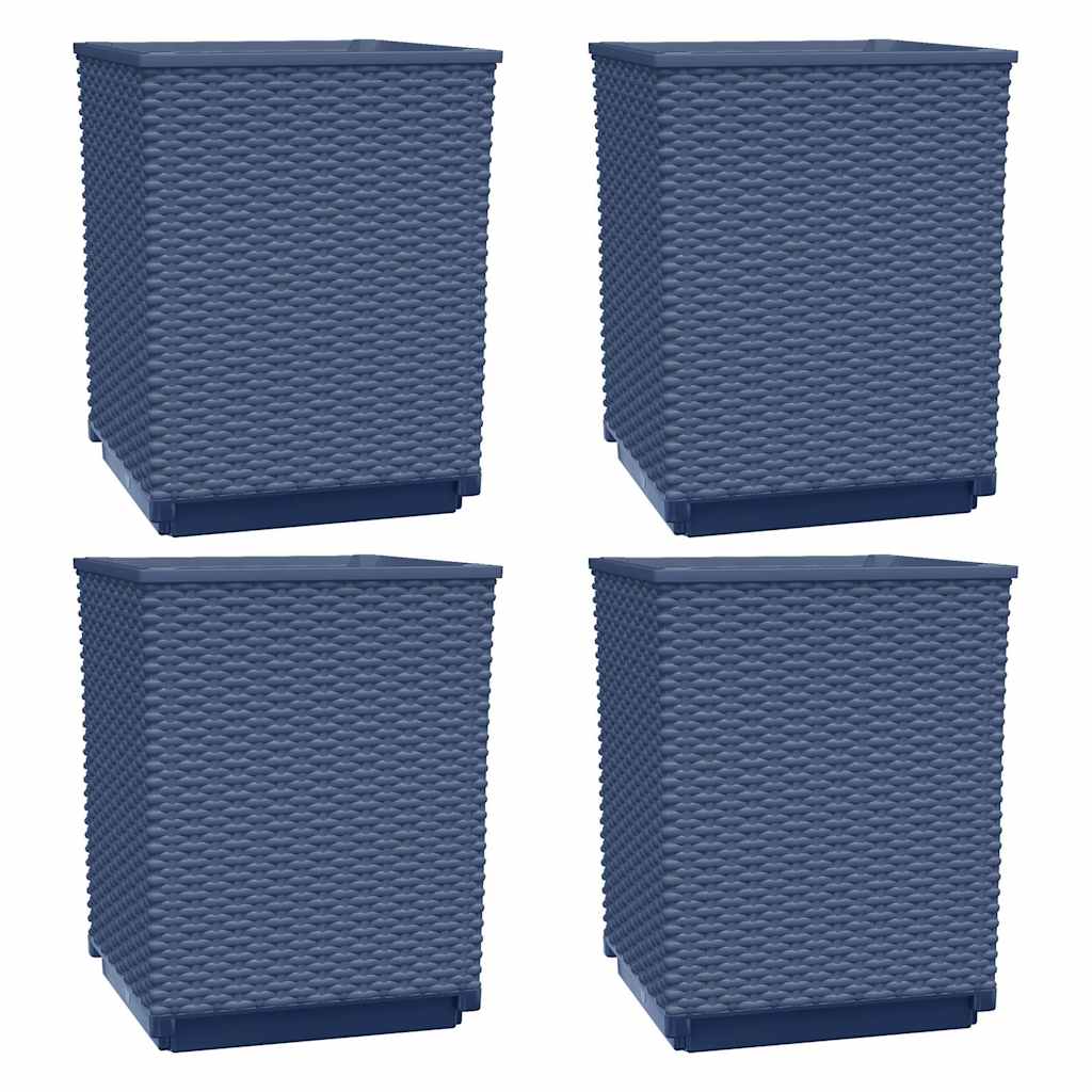 Vidaxl plantenbakken 4 st 30x30x37 cm polypropeen blauwgrijs