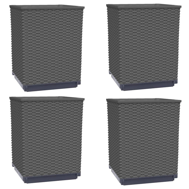 Vidaxl plantenbakken 4 st 30x30x37 cm polypropeen zwart
