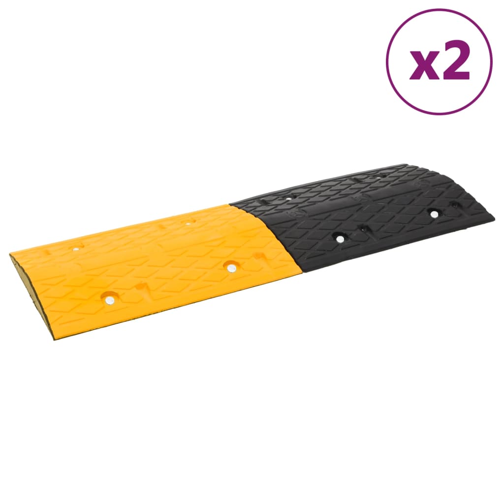 VidaXL Verkeersdrempels 2 st 97x32,5x4 cm rubber geel en zwart