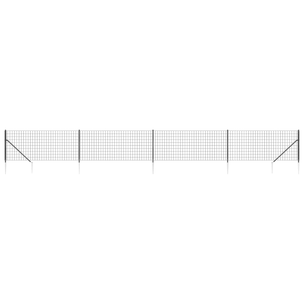 Vidaxl draadgaashek met grondankers 1,1x10 m antracietkleurig