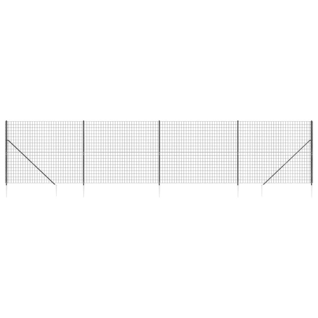 Vidaxl draadgaashek met grondankers 2x10 m antracietkleurig