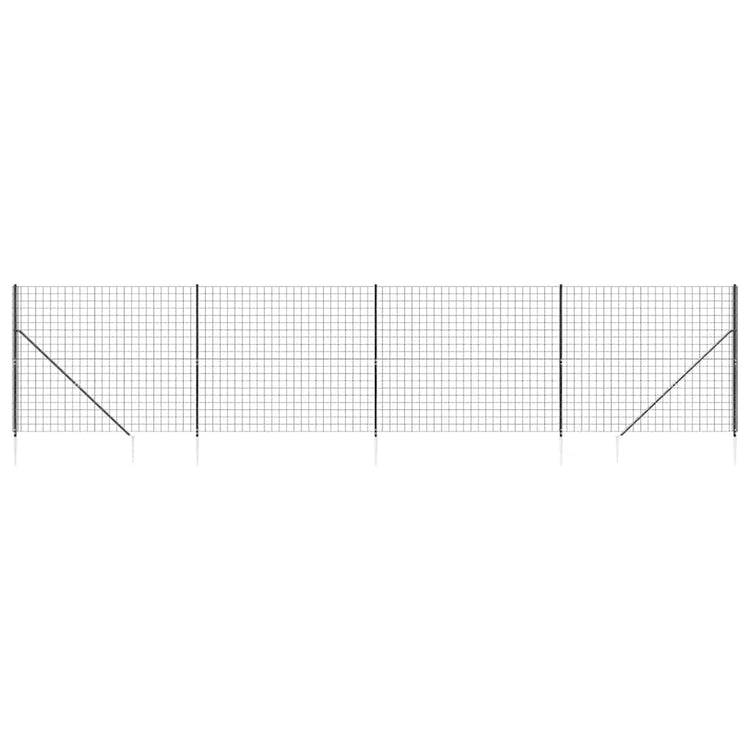 Vidaxl draadgaashek met grondankers 1,6x10 m antracietkleurig