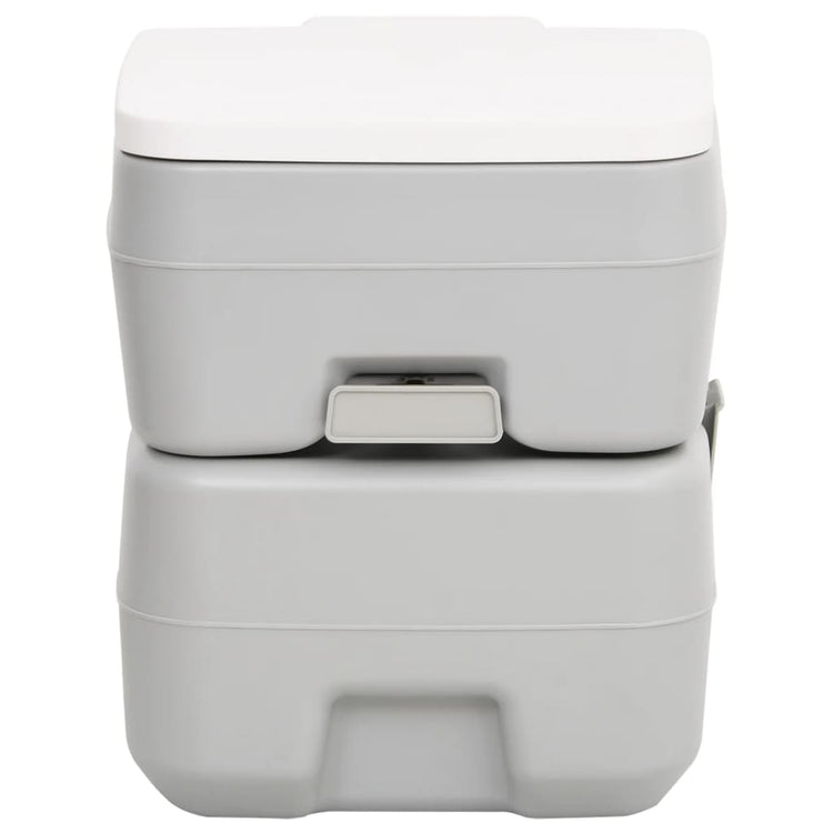 Vidaxl campingtoilet draagbaar 20+10 l hdpe grijs en wit