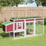 VidaXL Kippenhok 204x50x84 cm massief grenenhout rood - afbeelding 1