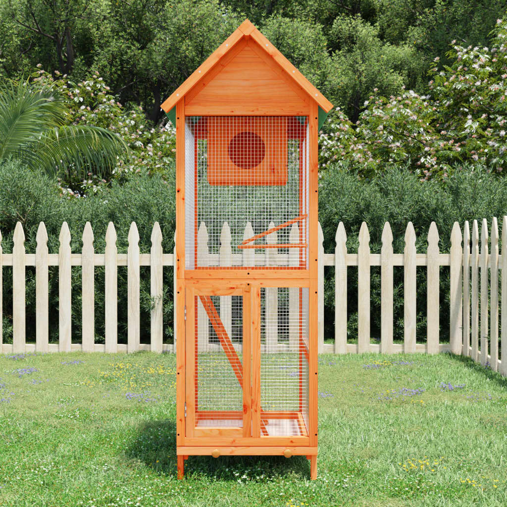 Vidaxl volière 60x58,5x160 cm massief grenenhout bruin