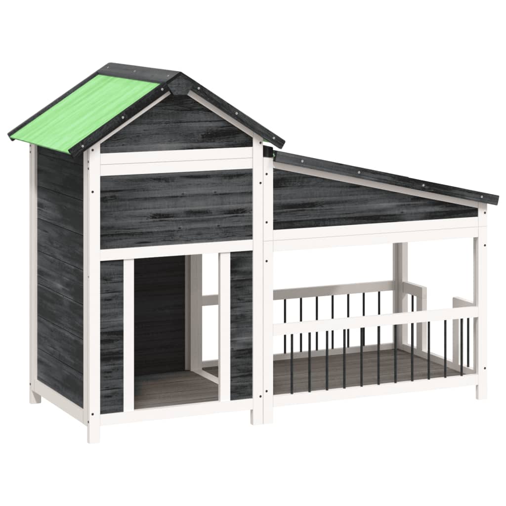 Vidaxl hondenhok 143x60,5x109 cm massief grenenhout grijs