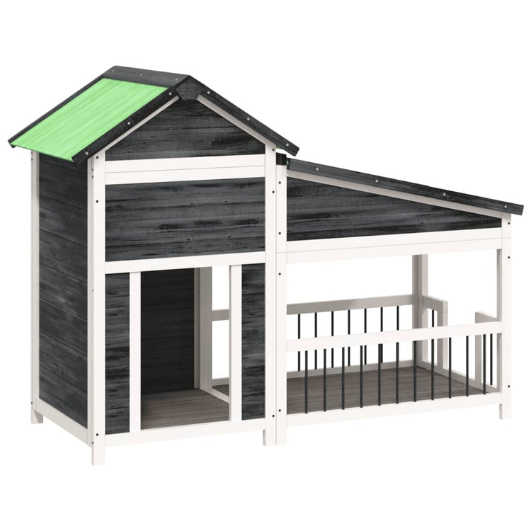 Vidaxl hondenhok 143x60,5x109 cm massief grenenhout grijs