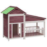 Vidaxl hondenhok 143x60,5x109 cm massief grenenhout mokkakleurig - afbeelding 2
