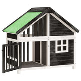 Vidaxl hondenhok 96x60,5x87 cm massief grenenhout grijs - afbeelding 3